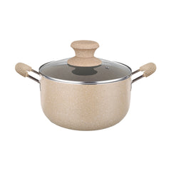 Disnie 28cm Marble Nonstick Casserole With Cover -Brown