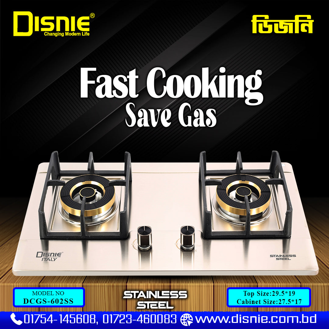 Disnie Automatic Gas Stove 2 Burners- DCGS-602SS