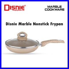 Disnie 28cm Marble Nonstick Frypan With Cover -Brown